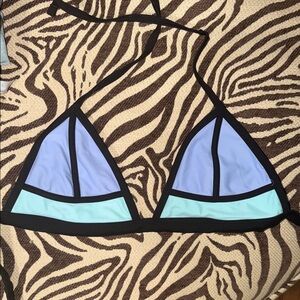 Xhilaration Blue and Aqua Triangle Bikini Top
